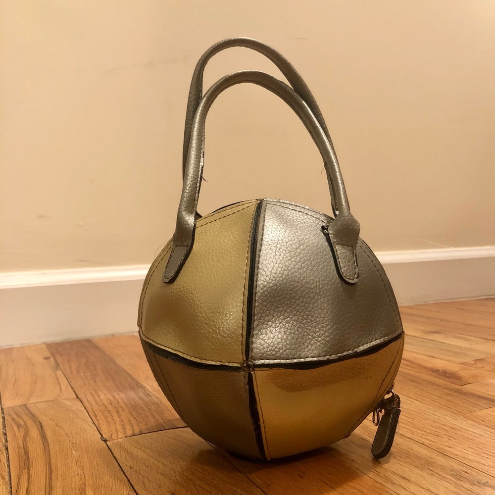 Silver & Gold mini colorblock round bag